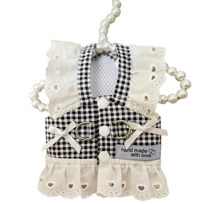 Thin Chest And Back Pet Dog Cat Clothes Traction Pastoral Skirt