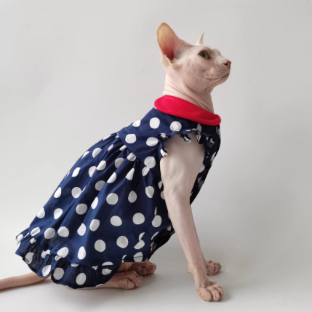 Hairless Cat Devon Summer Thin Doll Collar Princess Dress