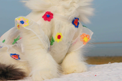Mesh Flower Embroidery Dress Cat Clothes