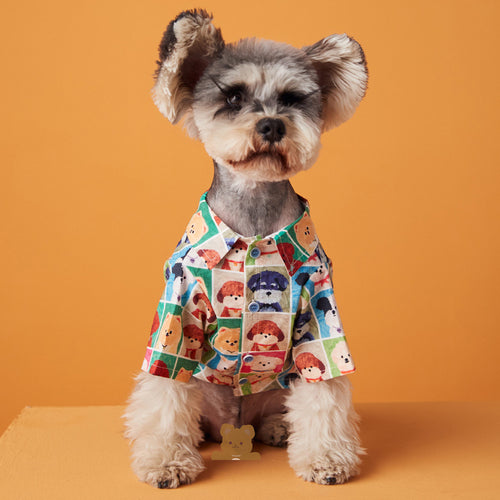 Thin Puppy Cute Flower Shirt Polka Dot Dress