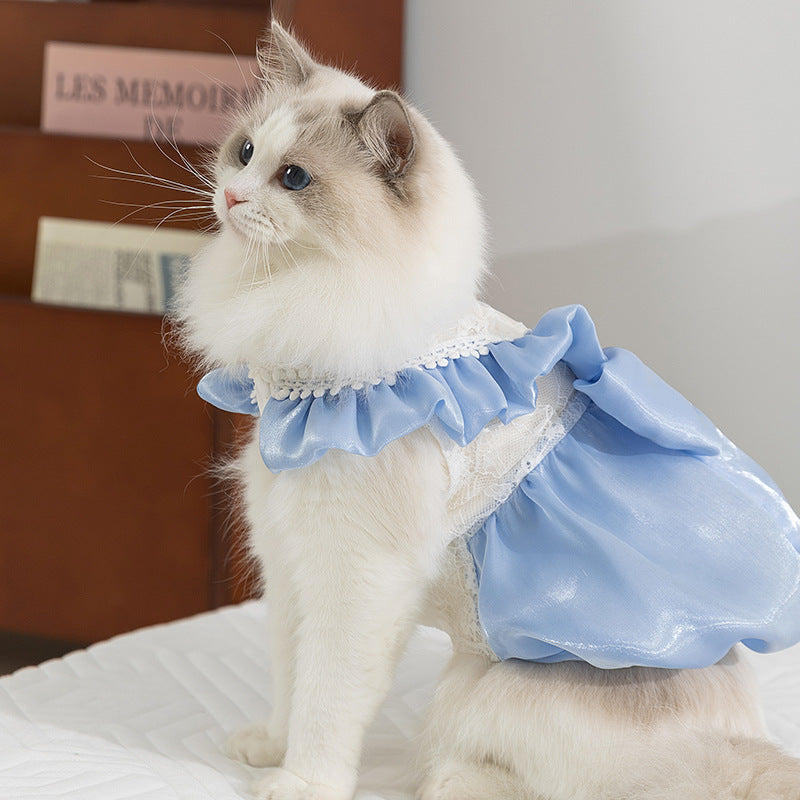 Cat Clothes Princess-style Sparkly Big Bow Dress