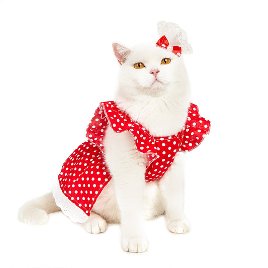 Black And White Polka Dot Dress Dog Princess Cute Skirt