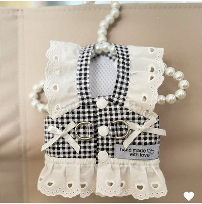 Thin Chest And Back Pet Dog Cat Clothes Traction Pastoral Skirt
