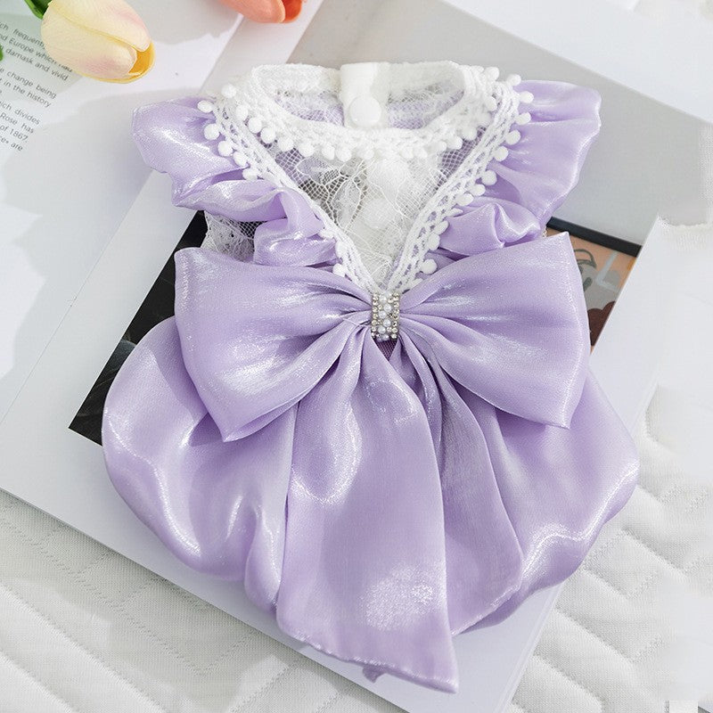 Cat Clothes Princess-style Sparkly Big Bow Dress