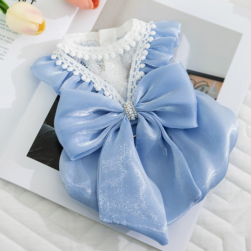 Cat Clothes Princess-style Sparkly Big Bow Dress